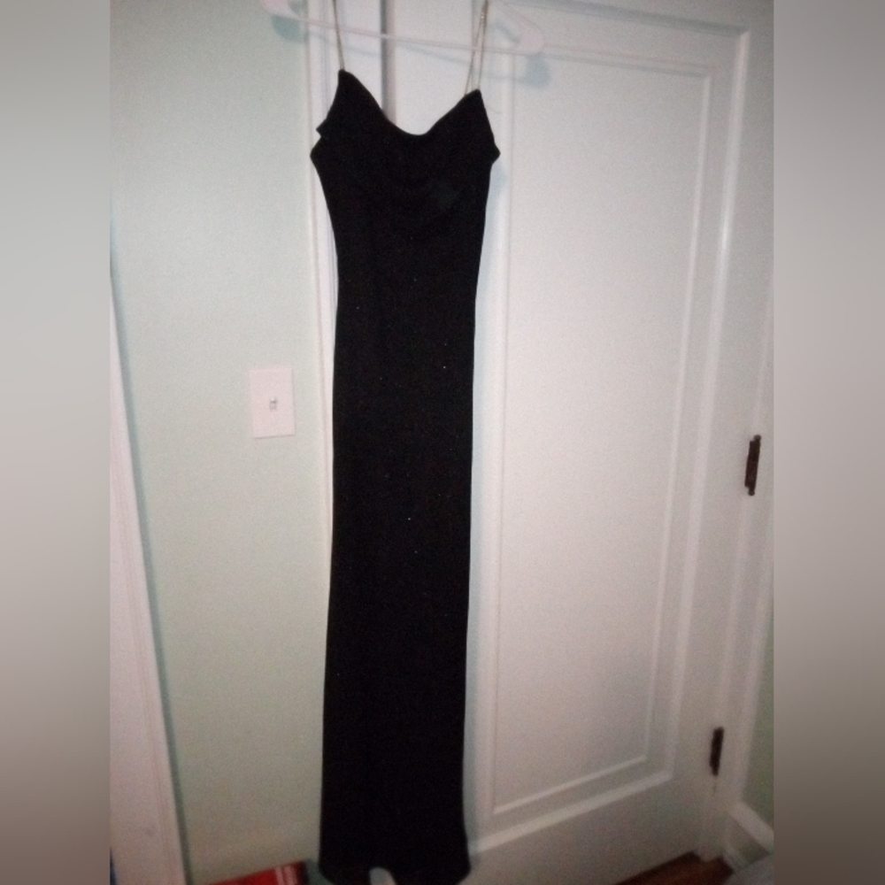 Betsey & Adam Dress , Black cocktail with sparkles and beaded rhinestone straps